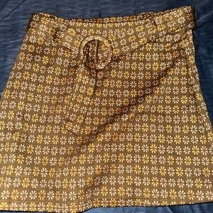 Brown Floral A-Line Skirt